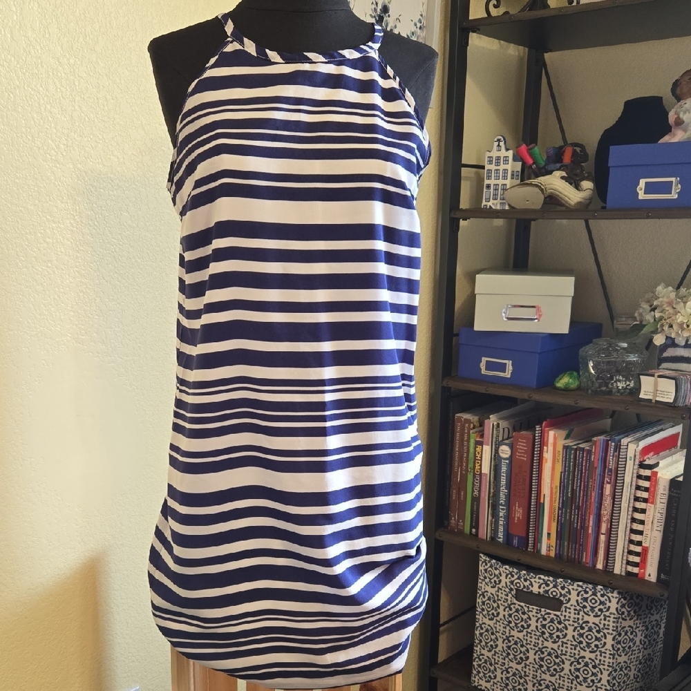 Charming Charlie Blue and White Halter Dress Size Small